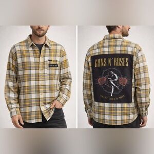 Upcycled Guns N’ Roses Sweet Child of Mine Graphic Tee On Flannel Shirt Size XXL